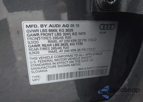 2018 Audi Q7 3.0T Premium z USA, uszkodzony, nr VIN WA1LAAF77JD045946